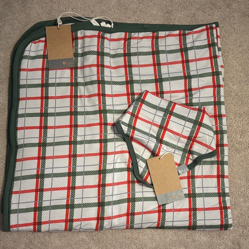 Hunter Plaid Baby Blanket and Bib, Kyte